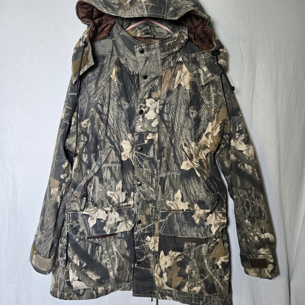 Vintage Remington Hunting Jacket Mens M Mossy Oak Break Up Camo Zip Hooded Shell